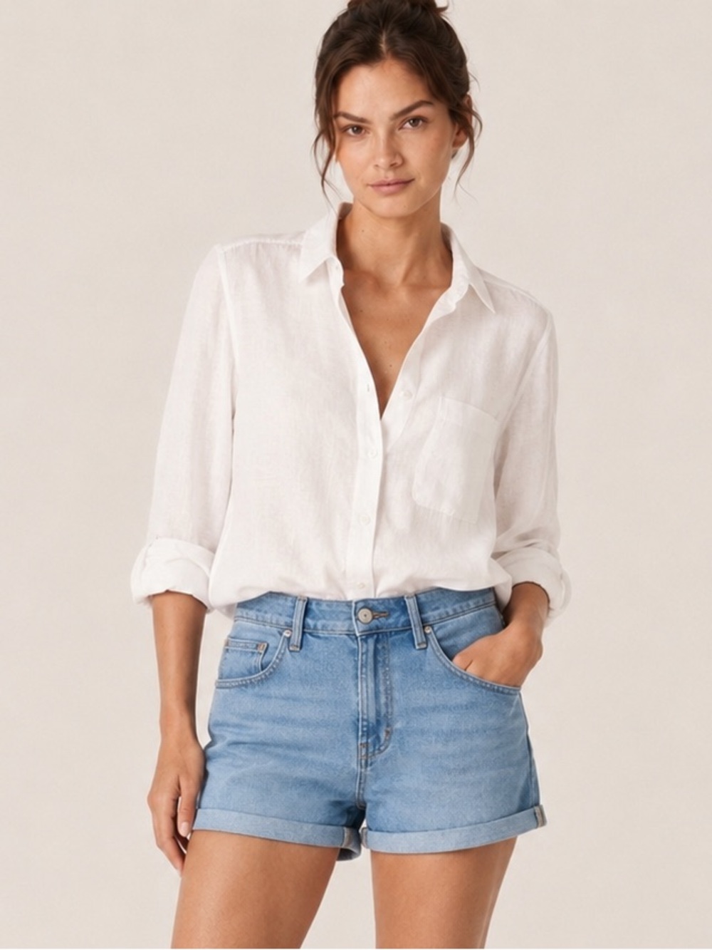 Old Navy Light Blue Denim Roll-Cuff Women's Shorts